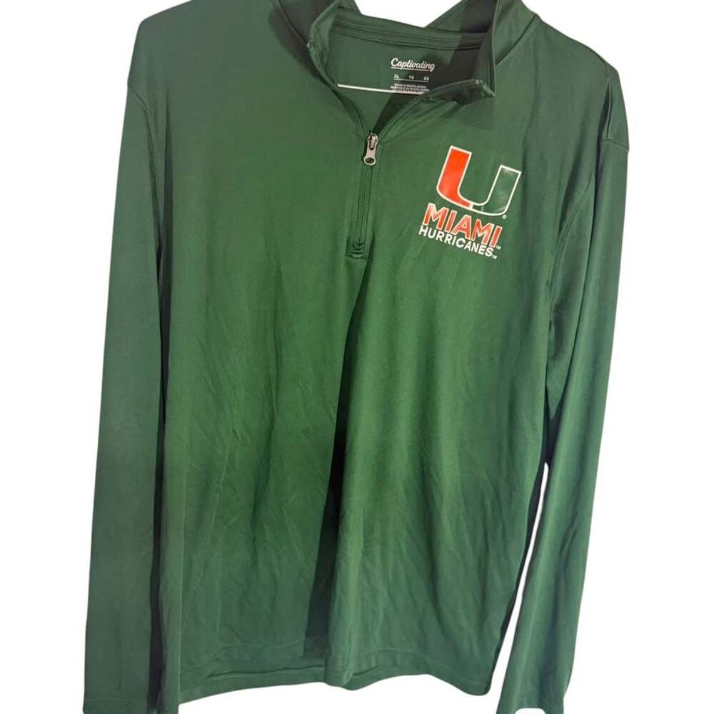 Captivating Miami Hurricanes Green Quarter-Zip Pullover sku70